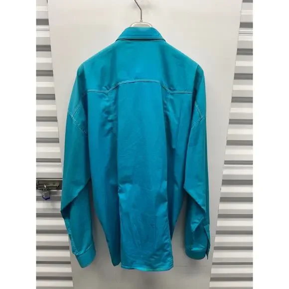 Gianni Versace Vintage Turquoise Cotton Western Shirt Size 50